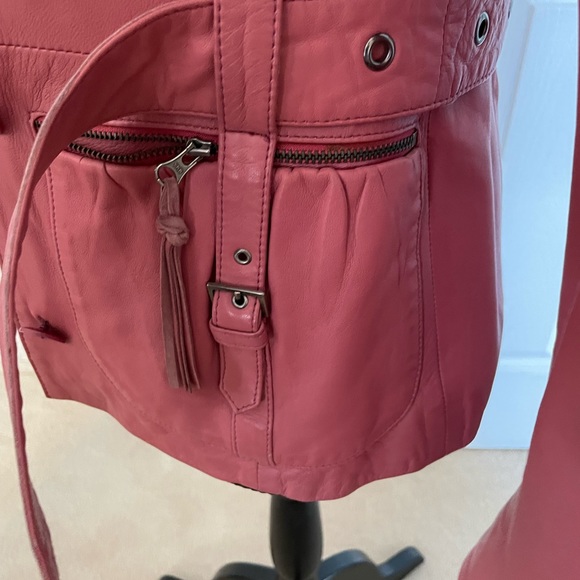 VIAVENETO 100% leather jacket size XS nice smoky rose colour - Picture 2 of 6